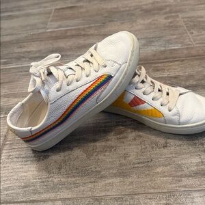 Soludos Kids' White Sneakers with Colorful Stripes